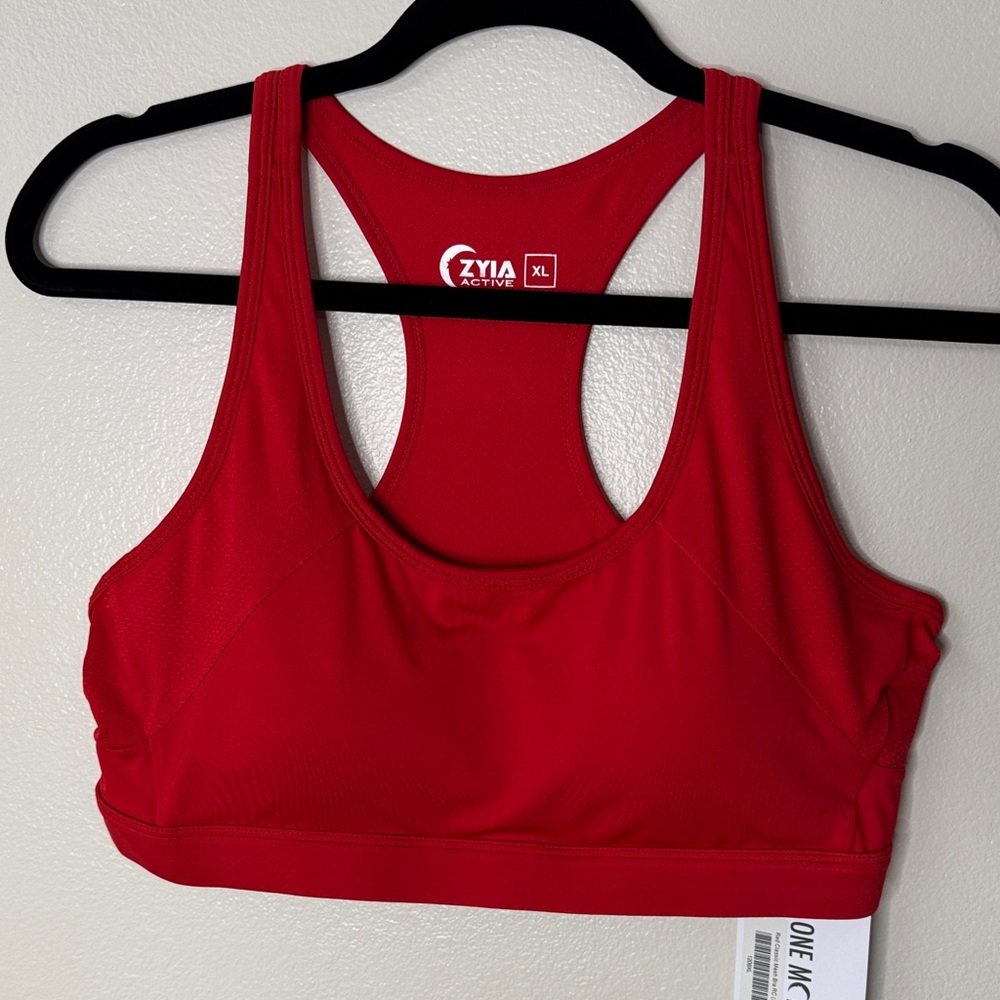 Zyia active USA Vibrant Red classic mesh Sports Bra RC size XL